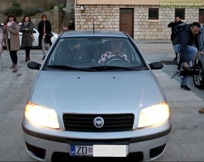 Joško Gvardiol arriving in old Fiat Punto to a bronze medal celebration in his father’s native village on Dalmatian coast