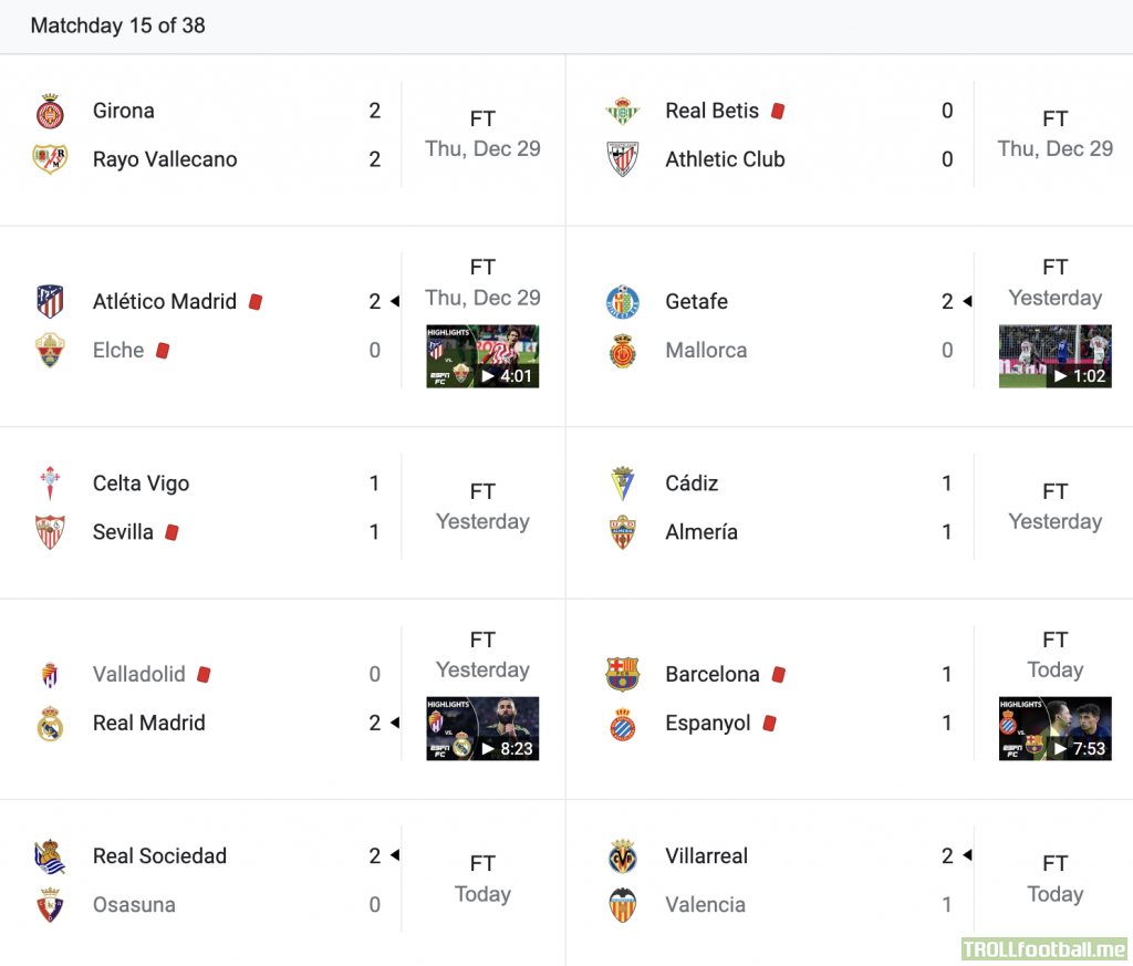 There were 8 red cards given in La Liga's first week back