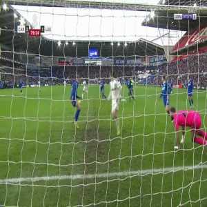 Jak Alnwick (Cardiff) penalty save against Leeds 80'