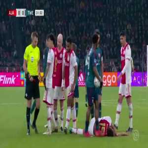 Devyne Rensch (Ajax) straight red card against Twente 35'
