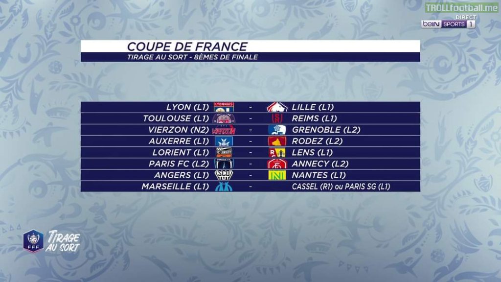 Coupe de France R16 draw (games on 7-8 February)