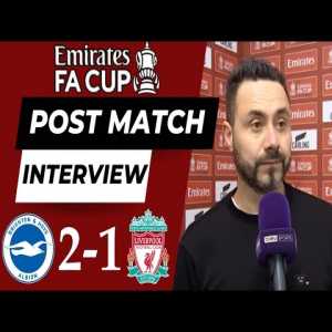 De Zerbi: "We did not play so well and were lucky in parts of the game. Liverpool played a good game...I'm lucky to be a coach here, very intelligent players, I can switch positions without problems... (On Fabinho avoiding a red) He's a quality player, these things happen, it was an accident."