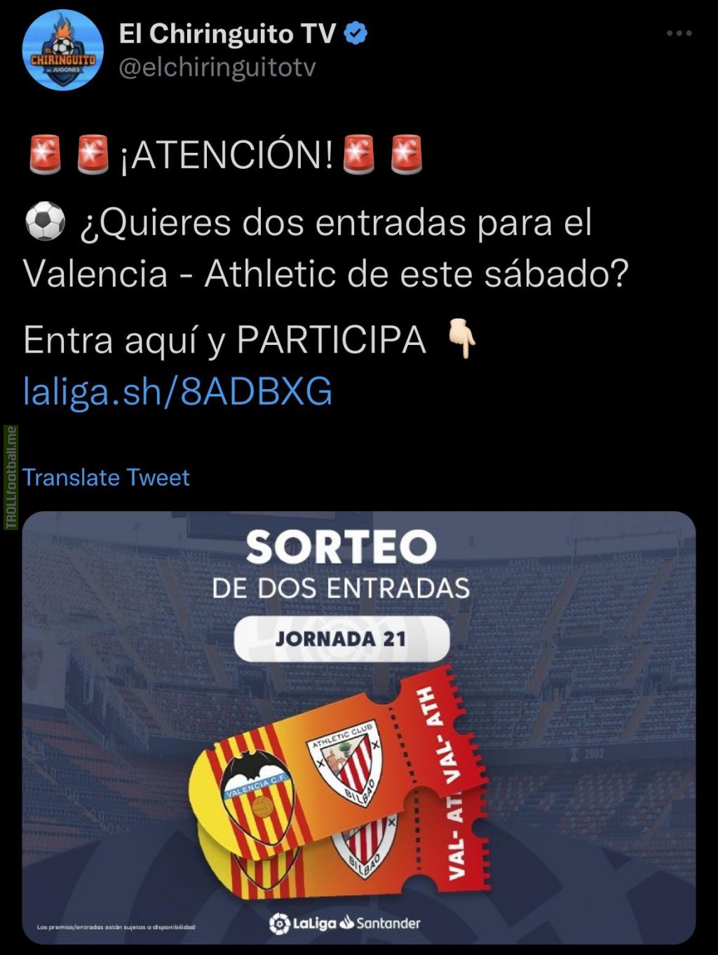 Valencia CF is giving away tickets for the upcoming match against Athletic to national media and schools to counter the protest of Libertad VCF to empty Mestalla.