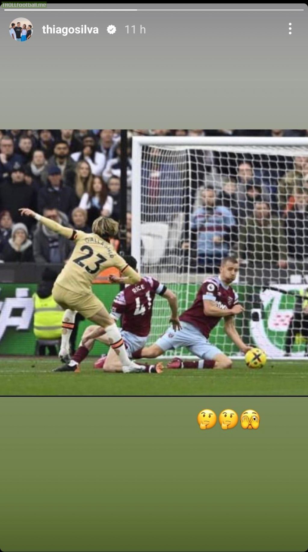 Thiago Silva on Instagram after yesterday's match against West ham