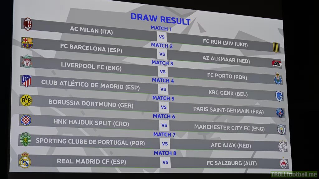 [Official] UEFA Youth League draw Round of 16