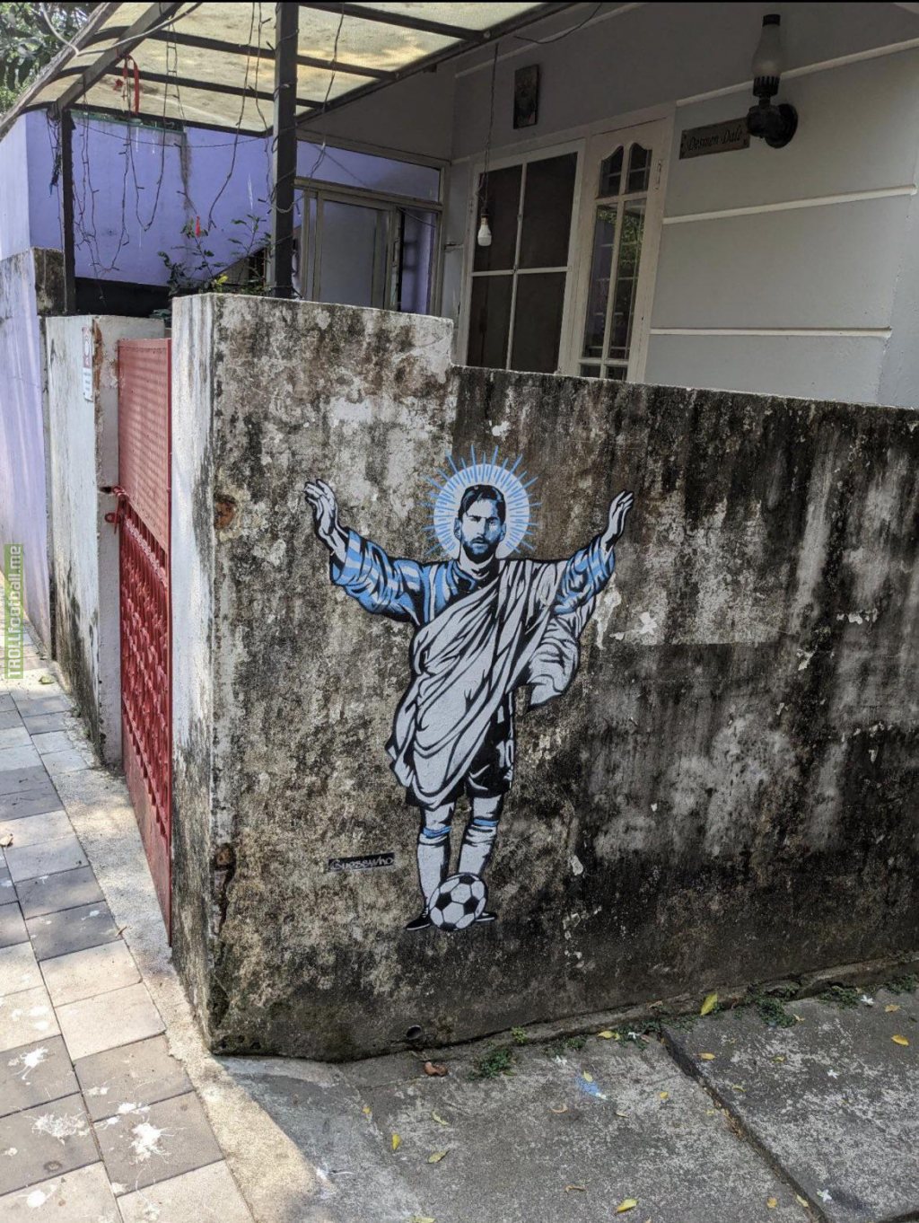 Leo Messi mural in Fort Kochi, India.