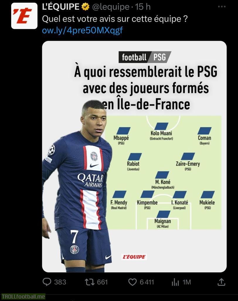 PSG squad if they only had players from Ile-De-France (Paris's region)
