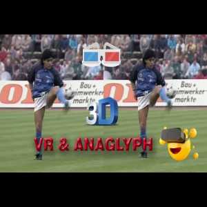 Amazing! Unique, Diego Maradona in 3D, warming up in Napoli, Italy, 1989 - 2D, VR Box & Anaglyph