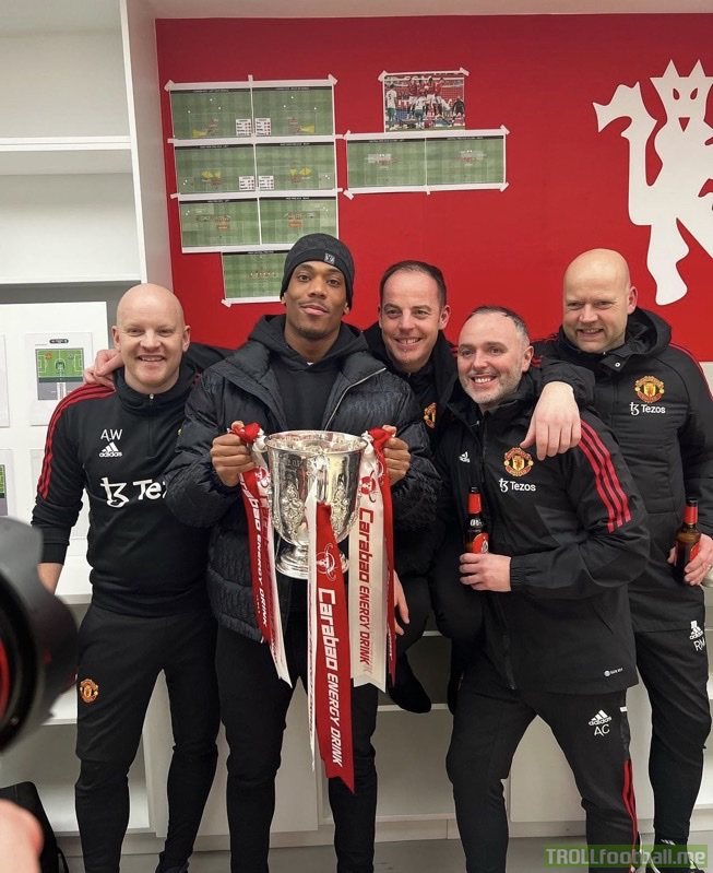 Martial celebrating with the medical team.