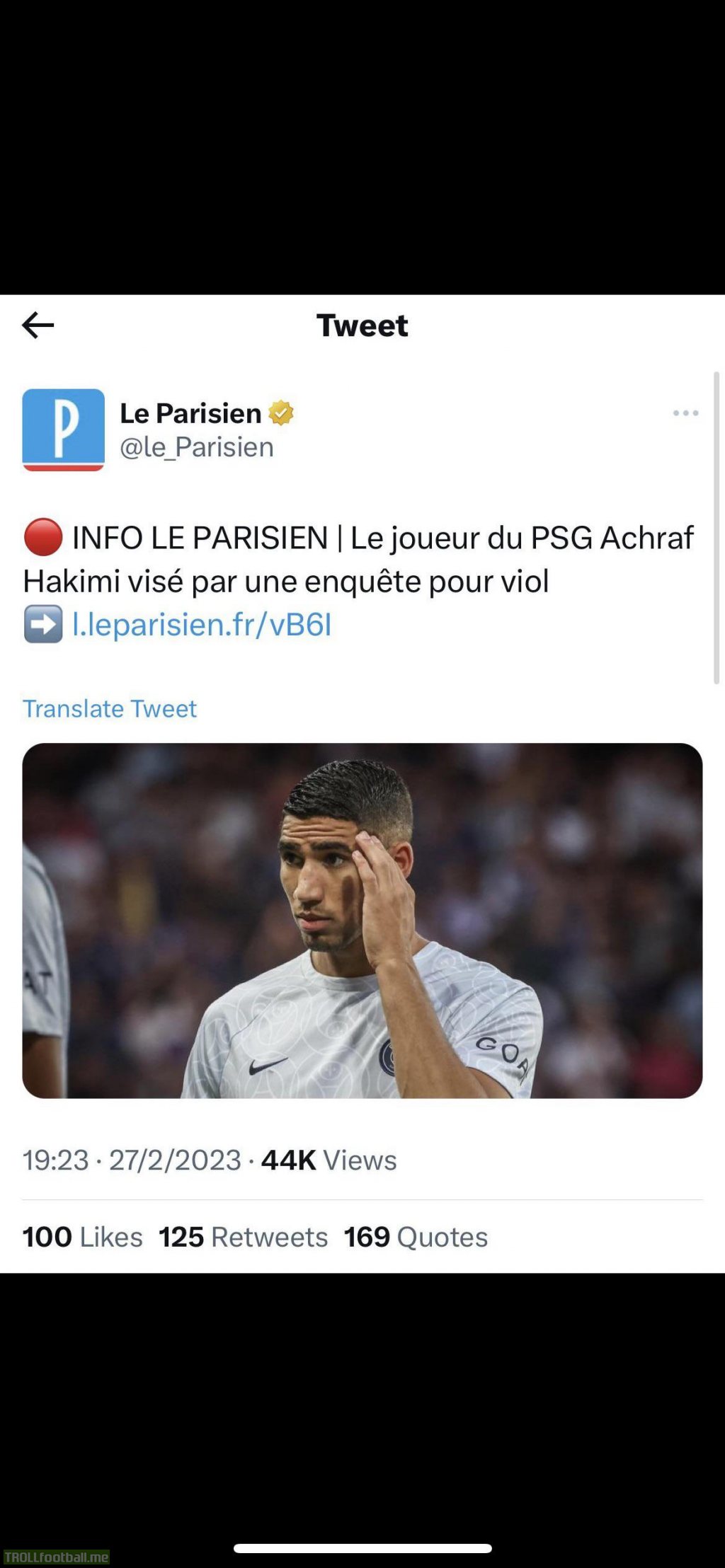 Hakimi is under investigation for rape accusations according to the french journal Le Parisien !