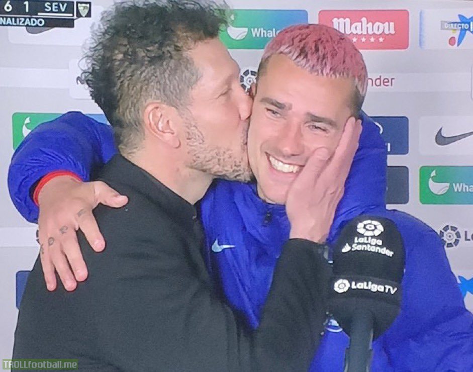Diego Simeone showing his affection for Griezmann
