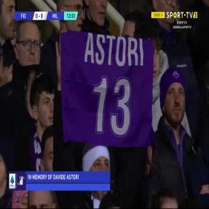 Minute of applause by the whole Stadio Artemio Franchi for Davide Astori during the 13th minute of Fiorentina-Milan on the 5th anniversary of his death
