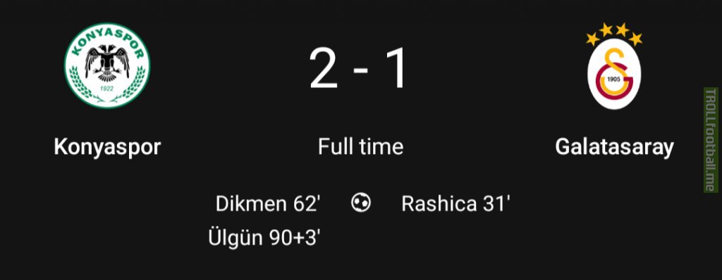 A STUNNER. Ülgün strikes late to hand Galatasaray (23-3-3) their third loss of the season. There are now 6 sub 3-loss teams remaining in European Top-Flight Winter Leagues