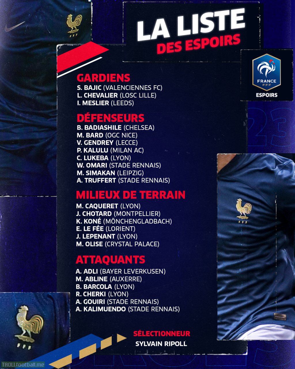 France U21 squad for games vs England & Spain
