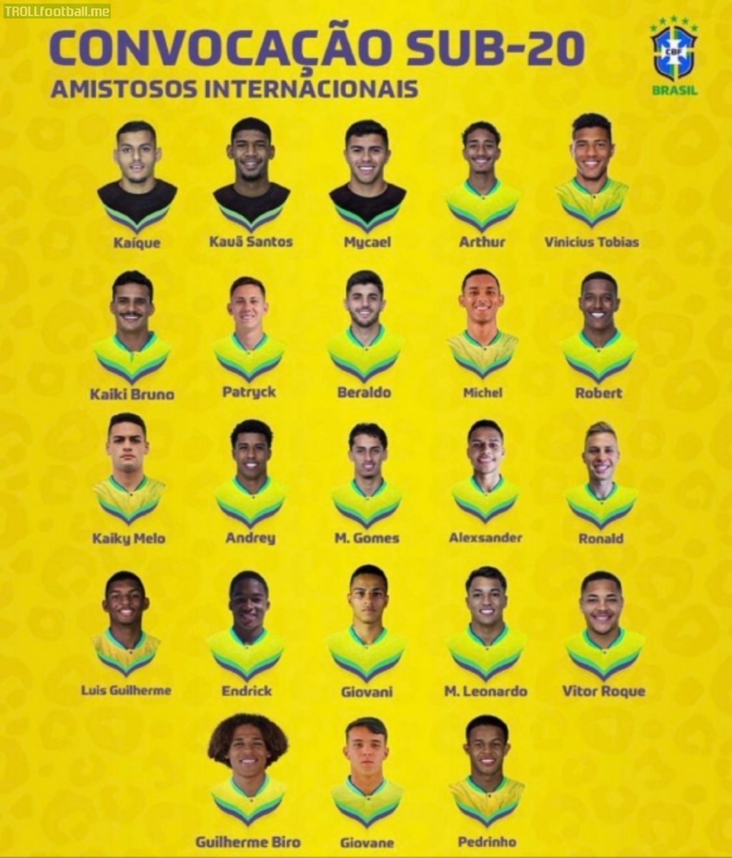 [CBF] Brazil U20 call-up for the upcoming friendlies