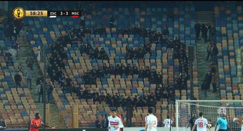 Zamalek SC fans making their frustrations known in their Champions League game against Al Merrikh