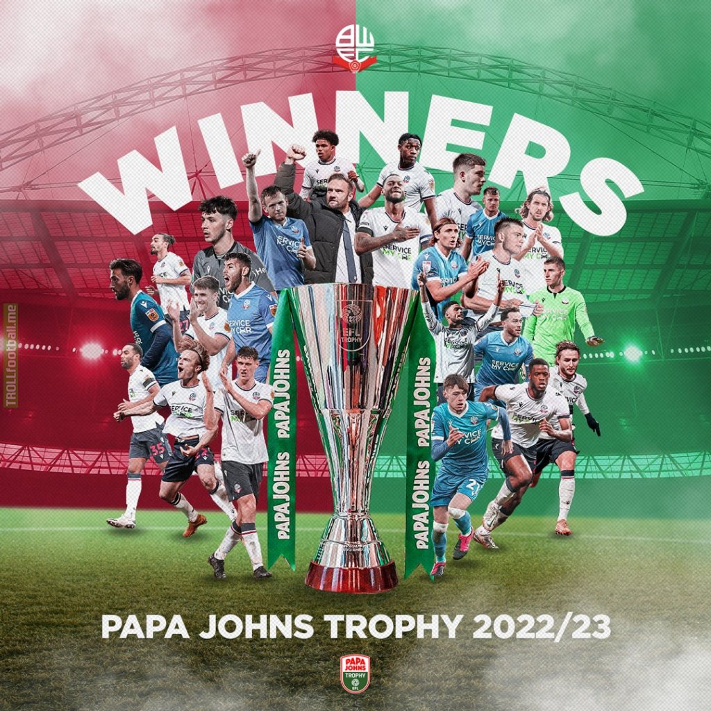 Bolton Wanderers have beaten fellow League One side Plymouth Argyle 4-0 in the final of the Papa Johns Trophy. This is the biggest margin of victory in an English Football League Trophy final. Bolton have now won the Trophy twice, with their previous victory in 1989. This was Plymouth's first final.