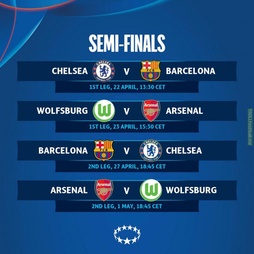 Semi-final fixtures for the UWCL