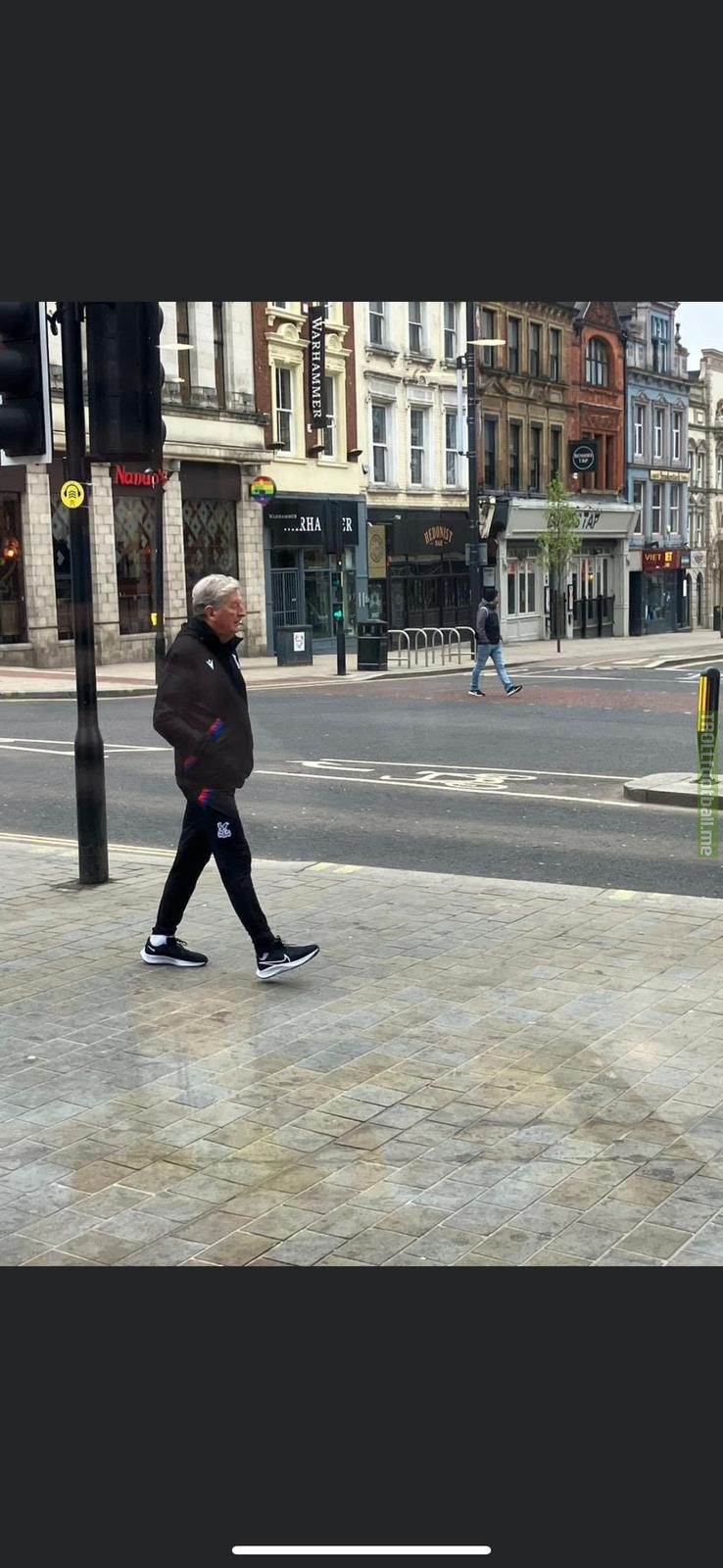 Roy Hodgson taking a stroll through Leeds city centre before the win today.