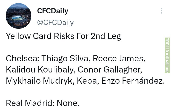 Player at risk of missing the 2nd leg if they get a yellow card in the first leg: