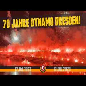 70 Years Dynamo Dresden - fireworks along the Elbe river