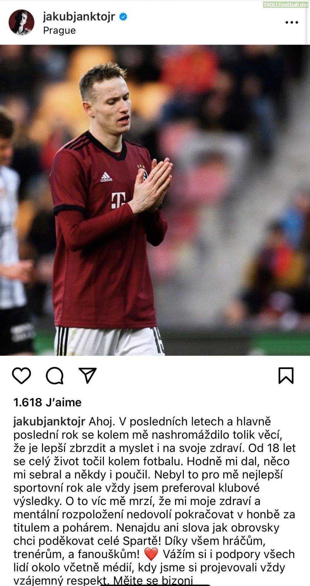 [Jakub Jankto] Statement to being excluded from AC Sparta's squad