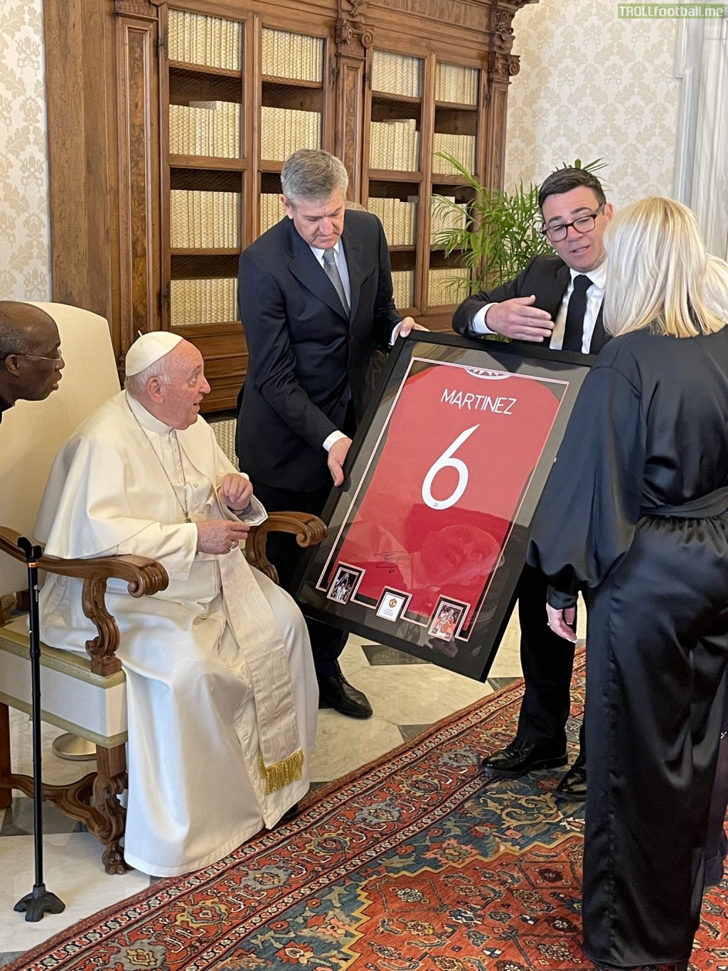 Pope Francis gifted with Lisandro Martinez's Manchester United jersey by Greater Manchester mayor Andy Burnham