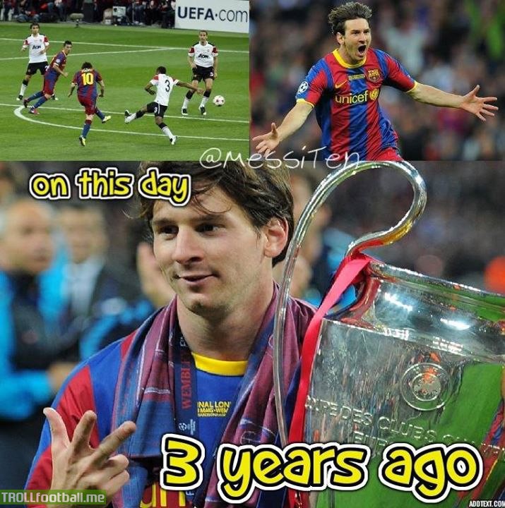 Today in History : Messi destroyed Man Utd for the second time in two years!