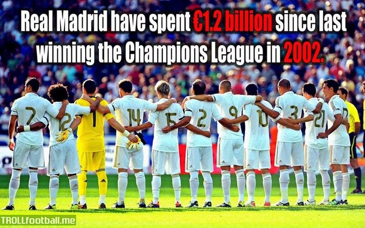 FACT : Real Madrid have spend 1.2 billion Euros since 2002