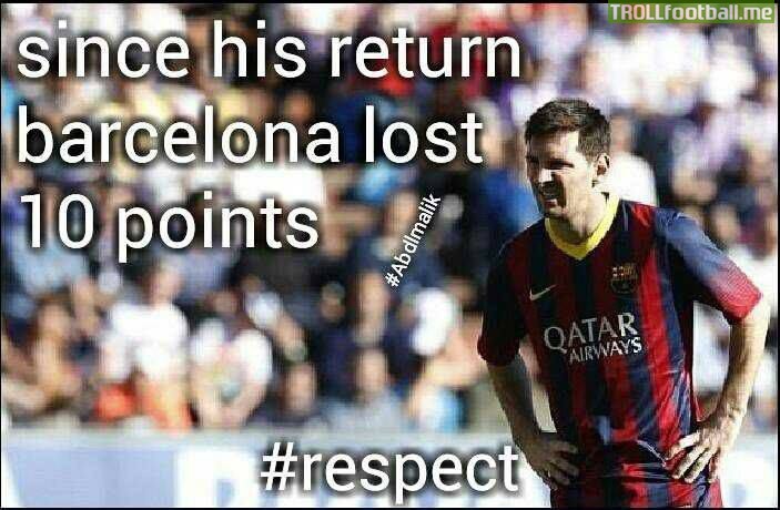 Fact : Barca losing 10 points since Messi returned from injury