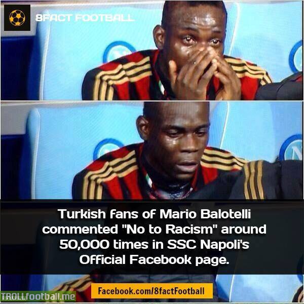 Fact : Turkish fans posted No Racism 50000 times on Napoli's facebook page
