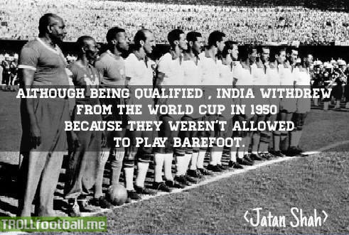 FACT : India withdrew from World Cup 1950 because