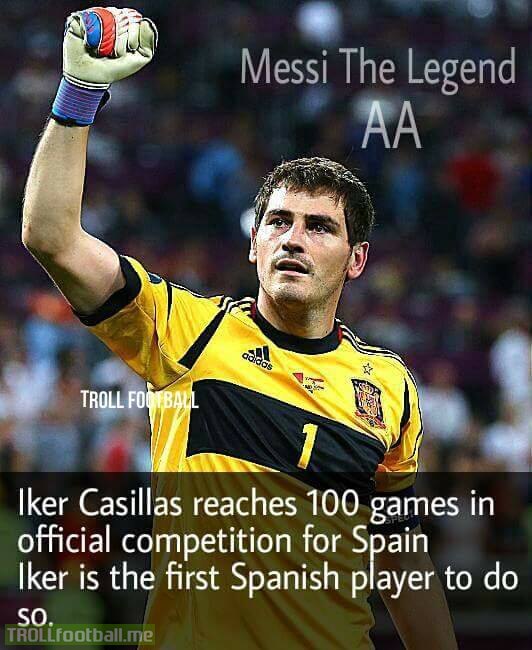 Iker Casillas is the first player to play 100 games for Spanish National team