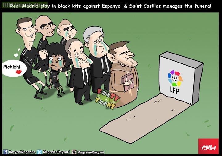 Cartoon : Thats why Real Madrid played in black kits VS Espanyol