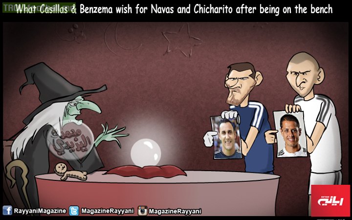 Cartoon: What Casillas and Benzema wish for Navas and Chicha after being on the bench