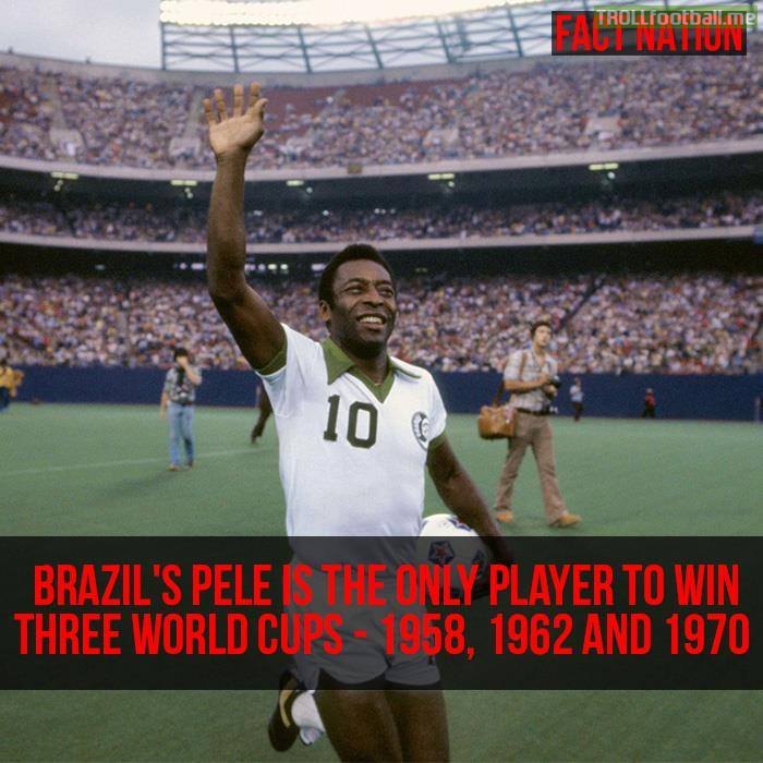 Pele  the only player to win 3 world cups