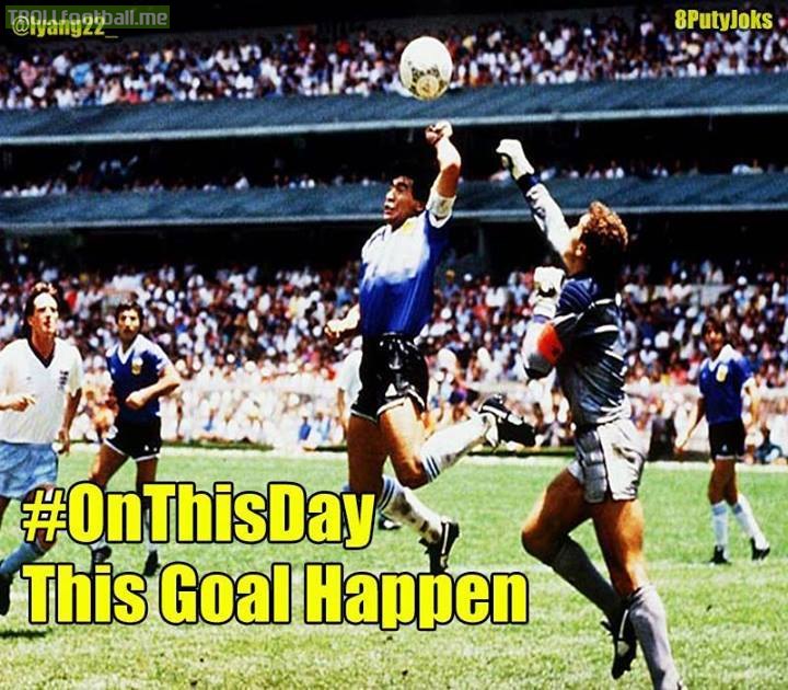 Today in History : Maradona scores the infamous "HAND OF GOD" goal