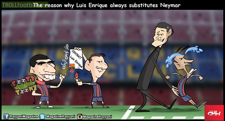 Cartoon: The reason why Luis Enrique always  substitutes Neymar