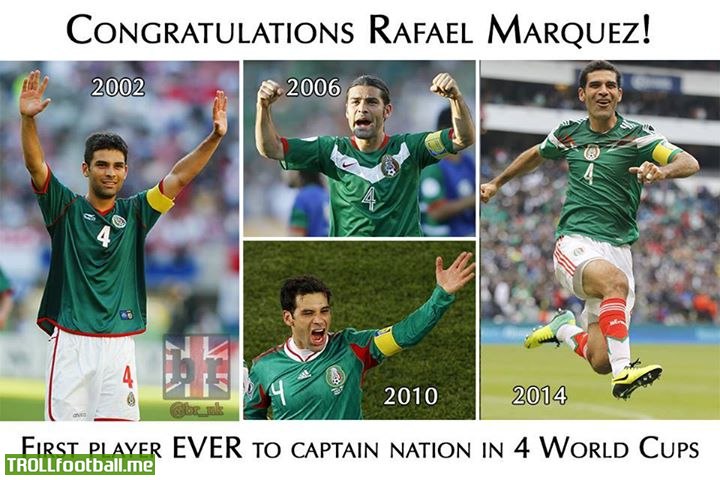 Rafael Marquez is the first ever player to captain his country in 4 successive world Cup finals