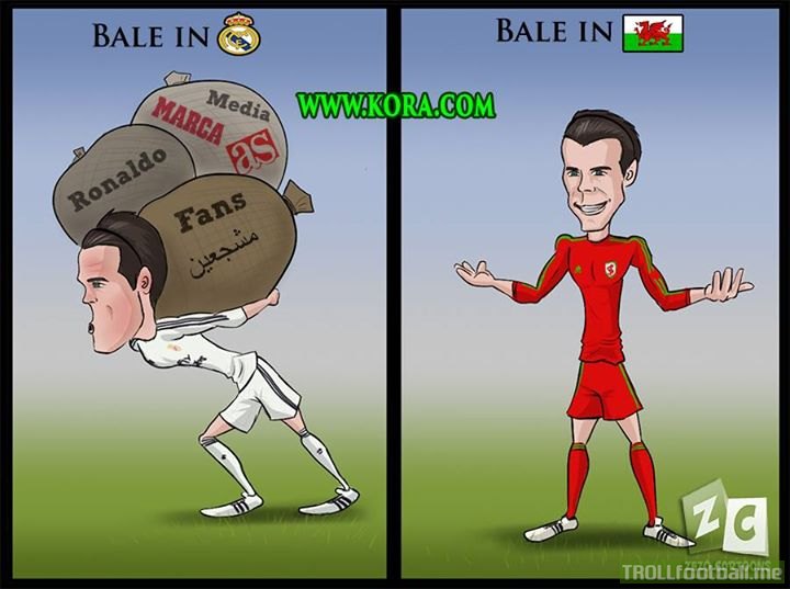 Cartoon : Bale in RealMadrid and Bale in Wales